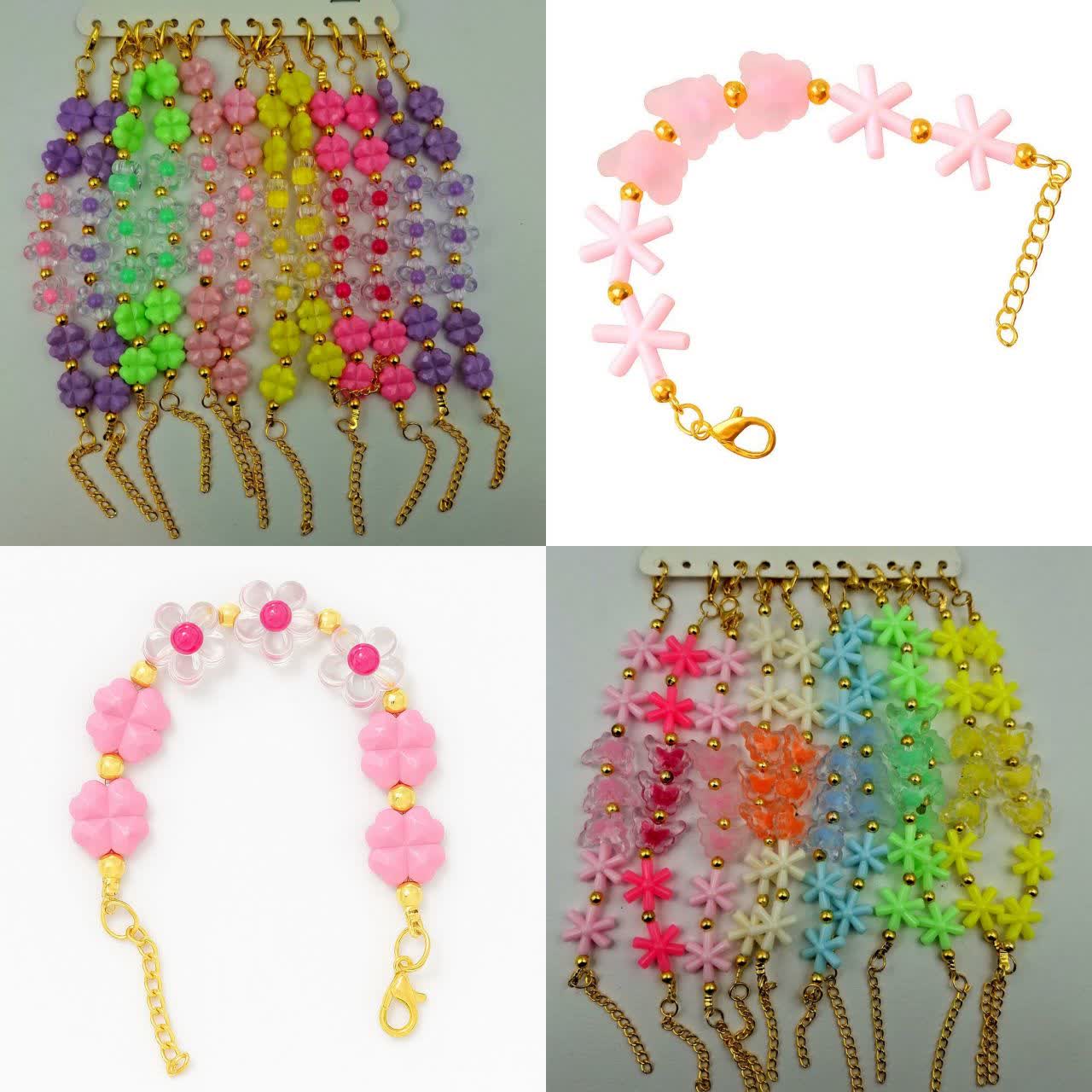 دستبند مهره ای وسط 3گل و قلب